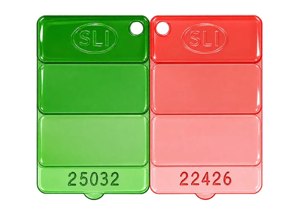 PC masterbatch: Green — 25032, Coral Pink — 22426