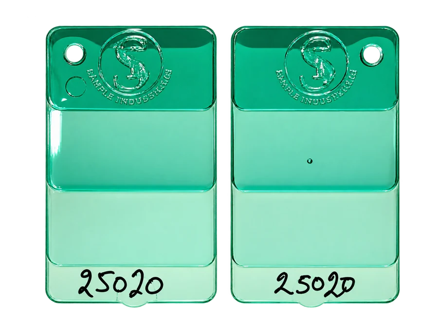 PC masterbatch colour samples: Transparent Green — 25020