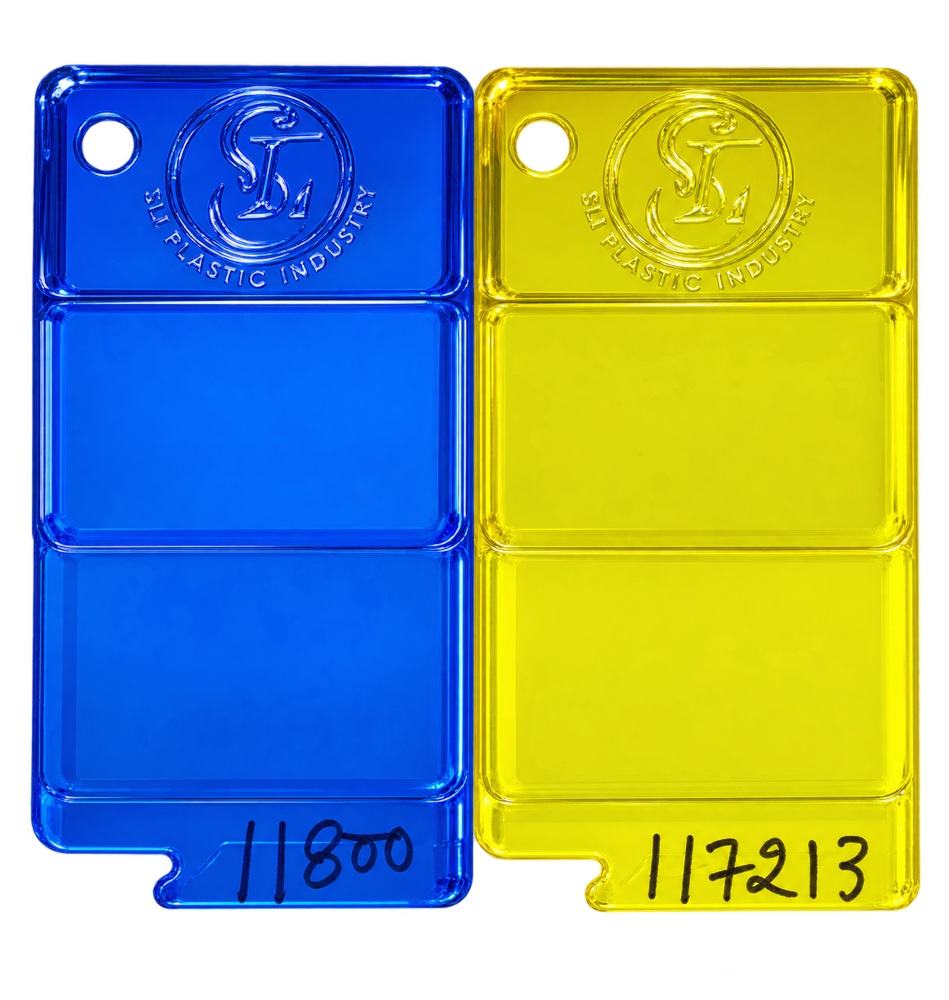 SAN masterbatch Royal Blue / Yellow, samples 11800,117213