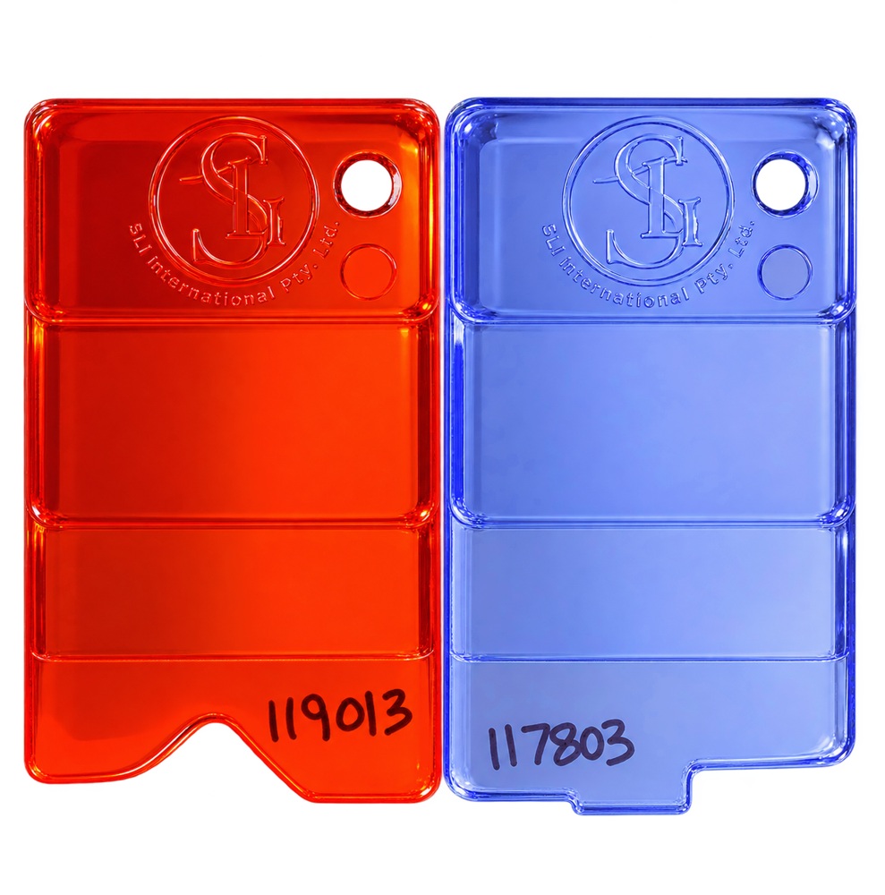 SAN masterbatch Orange Red / Lavender, samples 119013,117803
